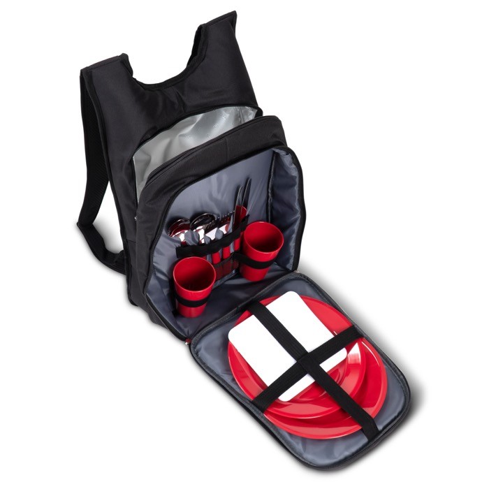 Mochila equipada con material para picnic de dos personas color negro segunda vista