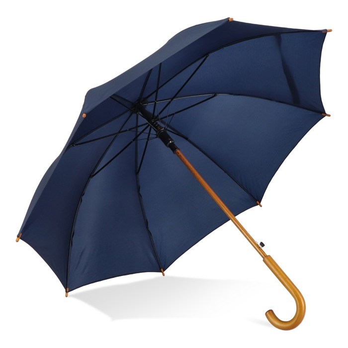Paraguas de varios colores con mango curvado de madera Ø103 color azul oscuro segunda vista