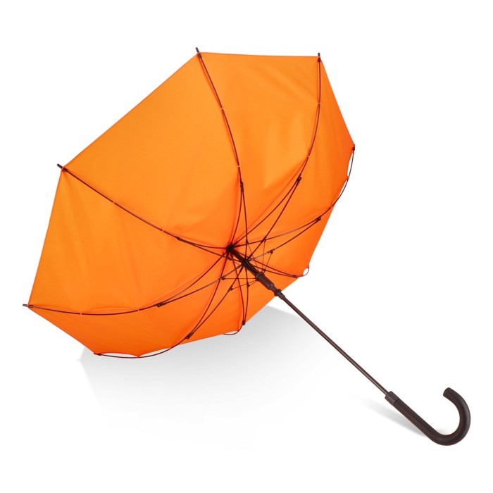 Paraguas de varios colores con mango curvado negro Ø105 color naranja cuarta vista Paraguas de varios colores con mango curvado negro Ø105 color naranja cuarta vista