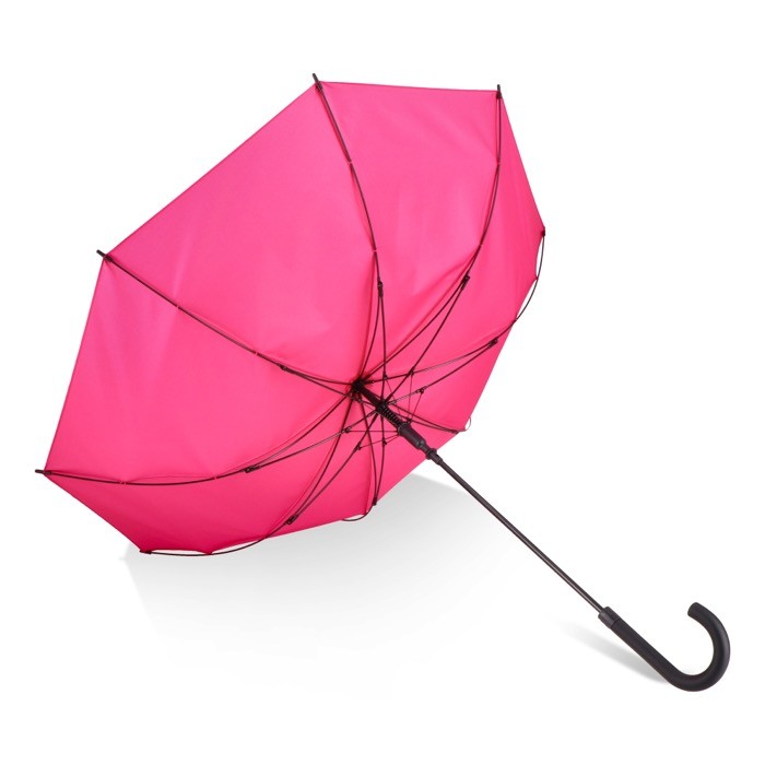 Paraguas de varios colores con mango curvado negro Ø105 color rosa cuarta vista Paraguas de varios colores con mango curvado negro Ø105 color rosa cuarta vista
