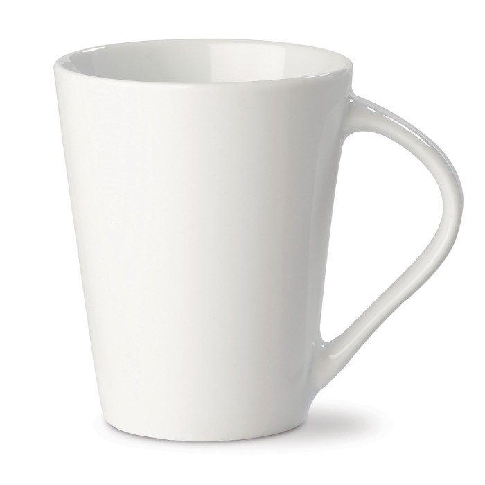 Taza de porcelana blanca con asa triangular de 270ml color blanco Taza de porcelana blanca con asa triangular de 270ml color blanco