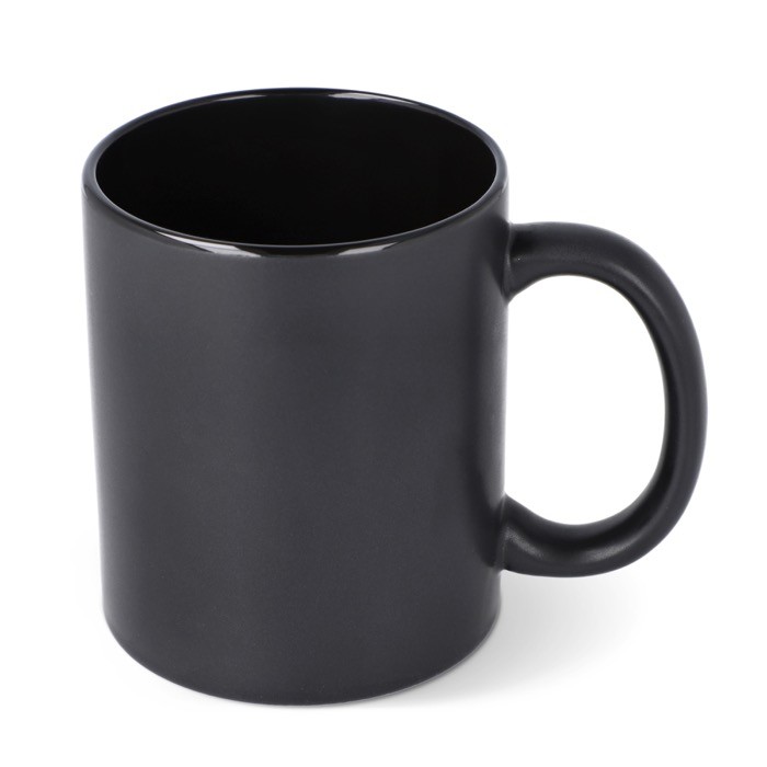 Taza de cerámica con acabado mate y contorno interior brillante 350ml color negro