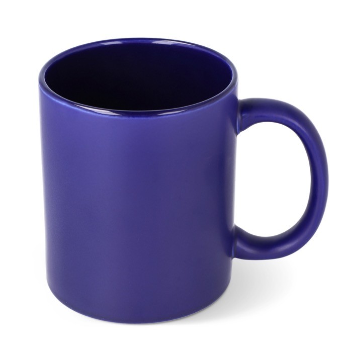 Taza de cerámica con acabado mate y contorno interior brillante 350ml color azul oscuro