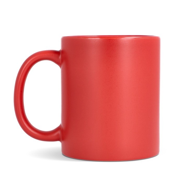 Taza de cerámica con acabado mate y contorno interior brillante 350ml color rojo cuarta vista