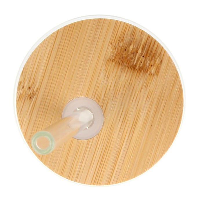 Vaso de cristal con tapa de rosca de bambú y pajita 450ml color transparente tercera vista