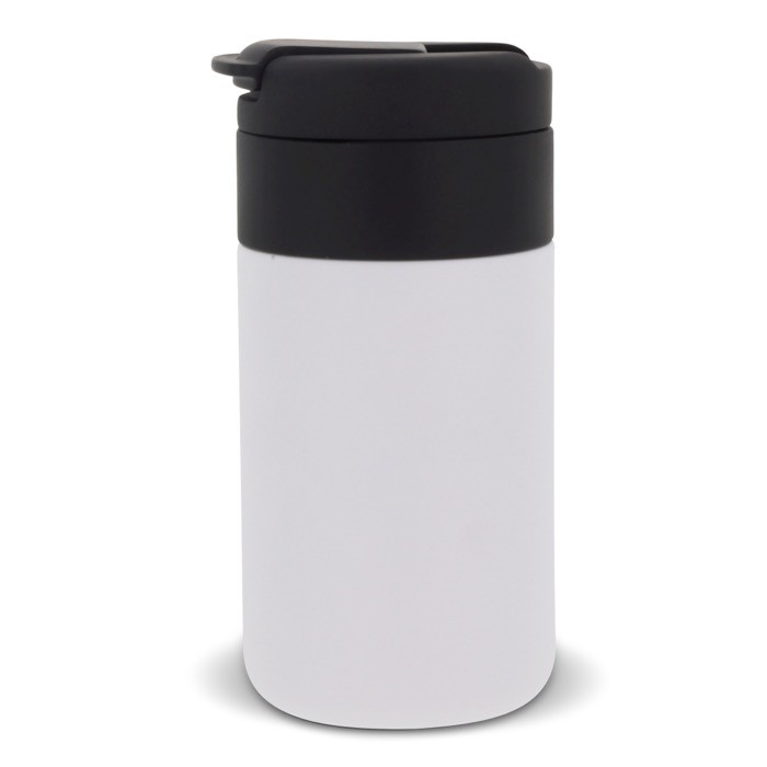 Botella térmica de doble pared con tapa abatible 250ml color blanco tercera vista