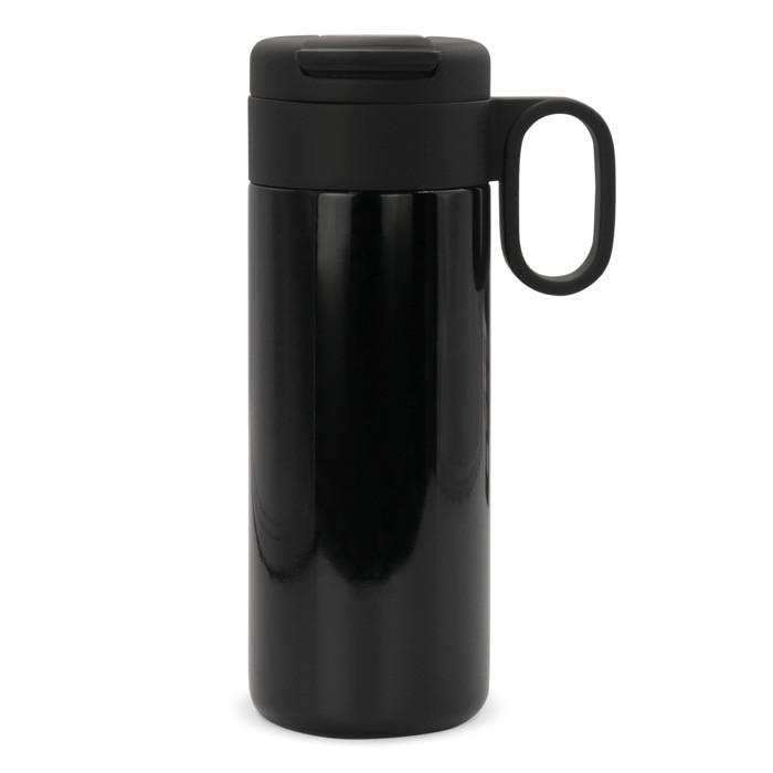Vaso de acero inoxidable con tapa que sirve como taza 400ml color negro Vaso de acero inoxidable con tapa que sirve como taza 400ml color negro