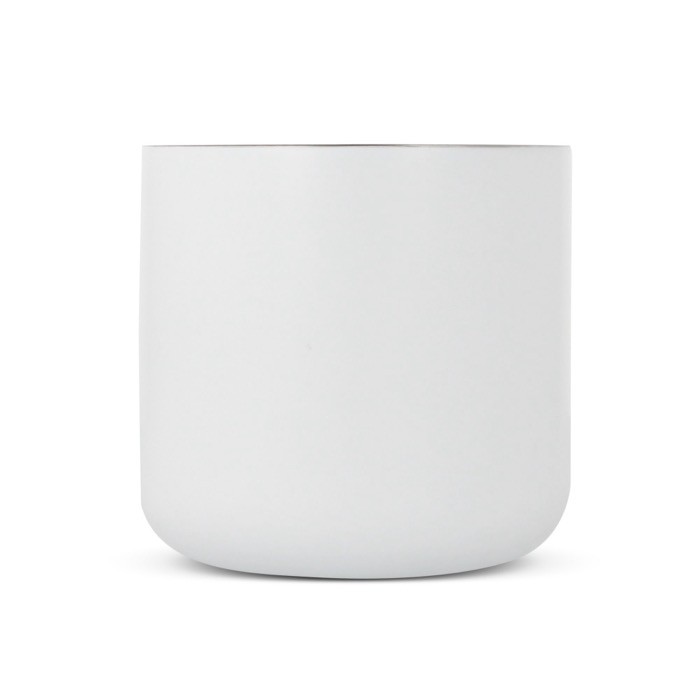 Taza de cerámica de doble pared con asa de apariencia bambú 330ml color blanco tercera vista