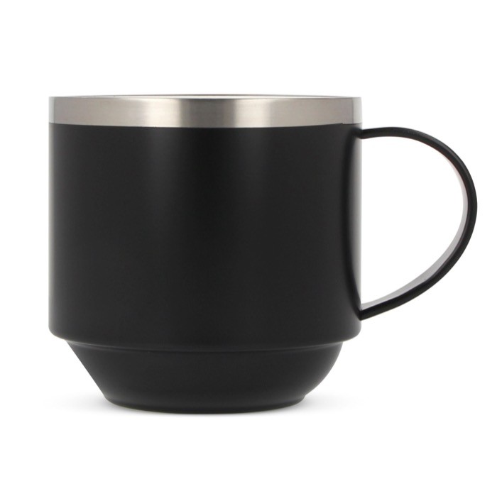 Taza de doble pared de cerámica apliable con capacidad de 300ml color negro segunda vista Taza de doble pared de cerámica apliable con capacidad de 300ml color negro segunda vista