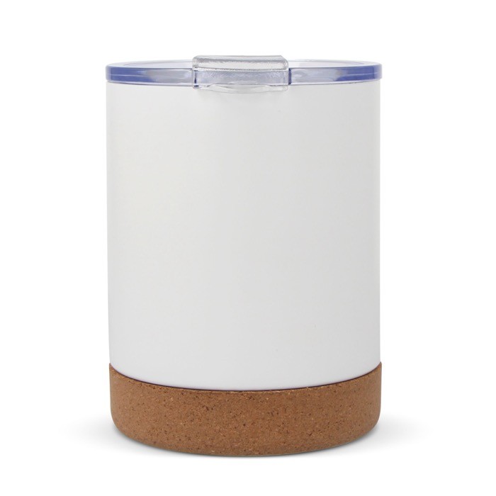Vaso take away de cerámica con base de corcho y capacidad de 350ml color blanco segunda vista