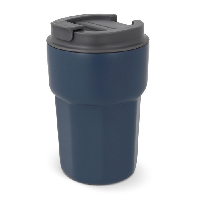 Vaso take away de acero inoxidable con tapa de silicona 350ml color azul oscuro