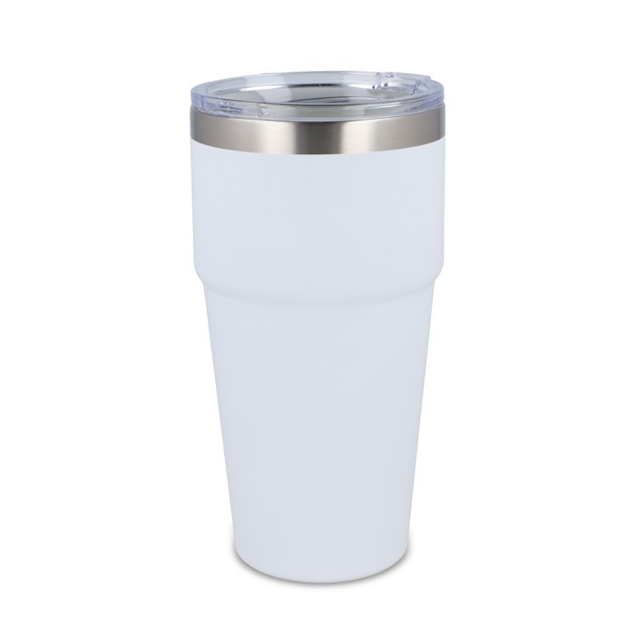 Vaso térmico con interior de cerámica y tapa transparente 500ml color blanco Vaso térmico con interior de cerámica y tapa transparente 500ml color blanco