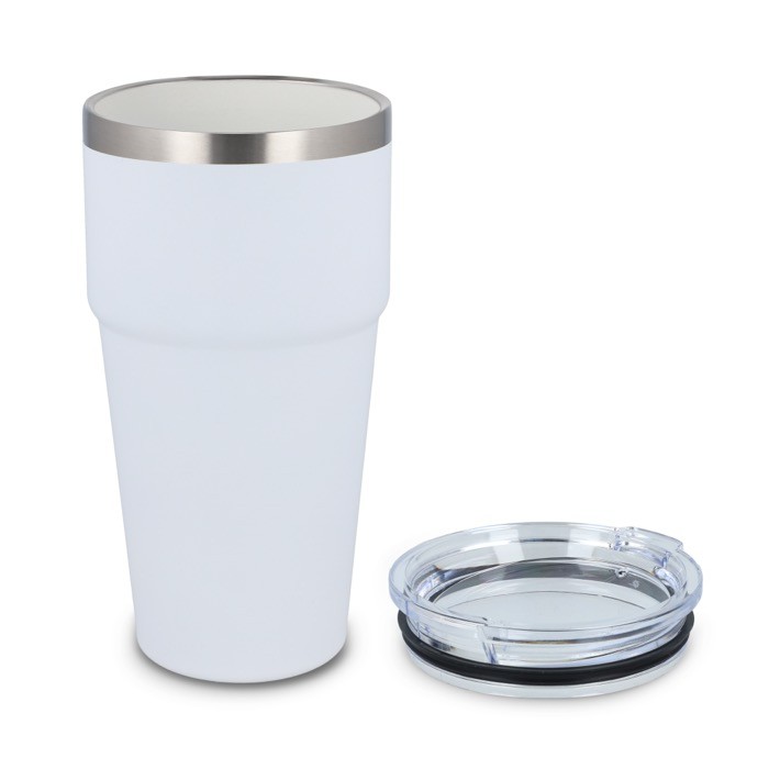 Vaso térmico con interior de cerámica y tapa transparente 500ml color blanco segunda vista Vaso térmico con interior de cerámica y tapa transparente 500ml color blanco segunda vista