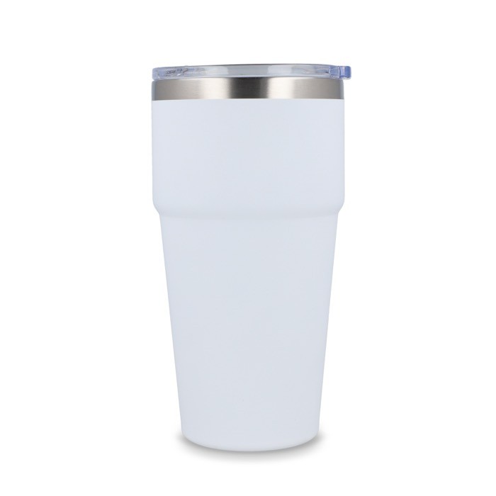 Vaso térmico con interior de cerámica y tapa transparente 500ml color blanco tercera vista Vaso térmico con interior de cerámica y tapa transparente 500ml color blanco tercera vista