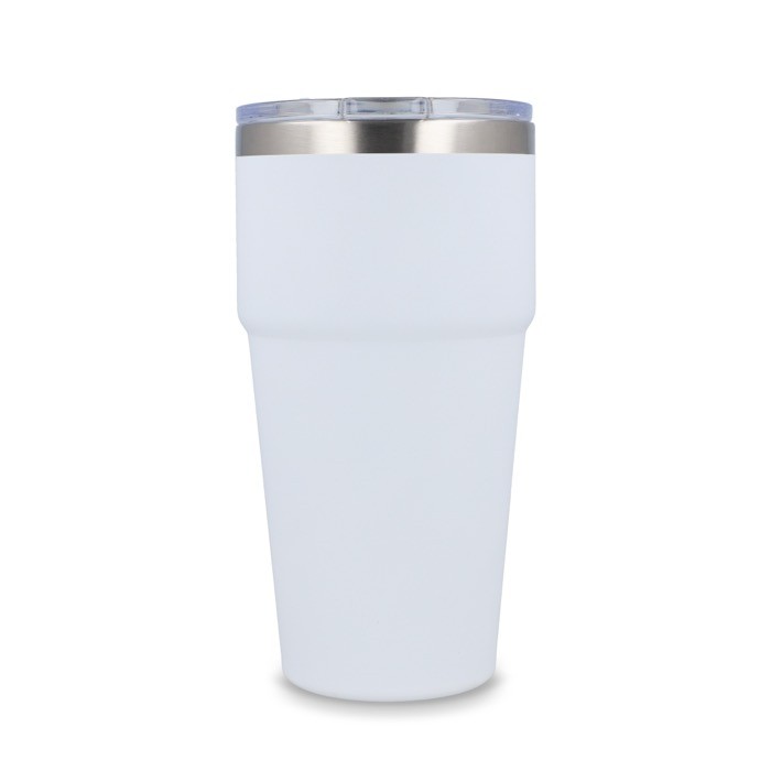 Vaso térmico con interior de cerámica y tapa transparente 500ml color blanco cuarta vista Vaso térmico con interior de cerámica y tapa transparente 500ml color blanco cuarta vista