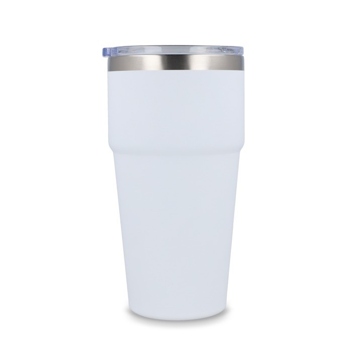 Vaso térmico con interior de cerámica y tapa transparente 500ml color blanco quinta vista Vaso térmico con interior de cerámica y tapa transparente 500ml color blanco quinta vista