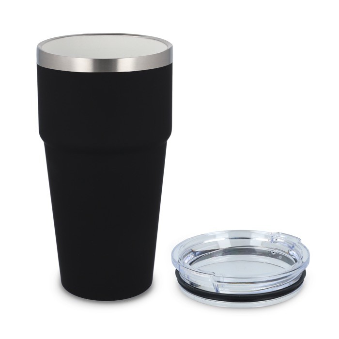 Vaso térmico con interior de cerámica y tapa transparente 500ml color negro segunda vista Vaso térmico con interior de cerámica y tapa transparente 500ml color negro segunda vista