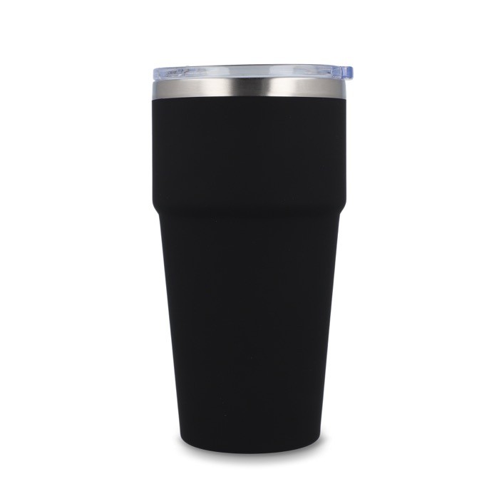 Vaso térmico con interior de cerámica y tapa transparente 500ml color negro tercera vista Vaso térmico con interior de cerámica y tapa transparente 500ml color negro tercera vista