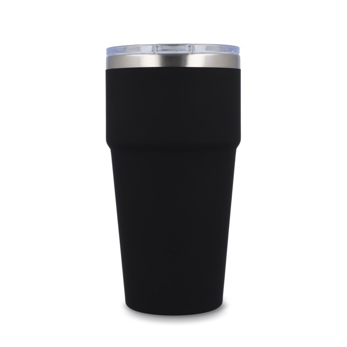 Vaso térmico con interior de cerámica y tapa transparente 500ml color negro cuarta vista Vaso térmico con interior de cerámica y tapa transparente 500ml color negro cuarta vista