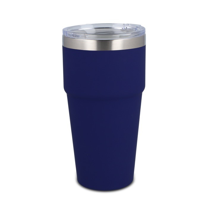 Vaso térmico con interior de cerámica y tapa transparente 500ml color azul oscuro Vaso térmico con interior de cerámica y tapa transparente 500ml color azul oscuro