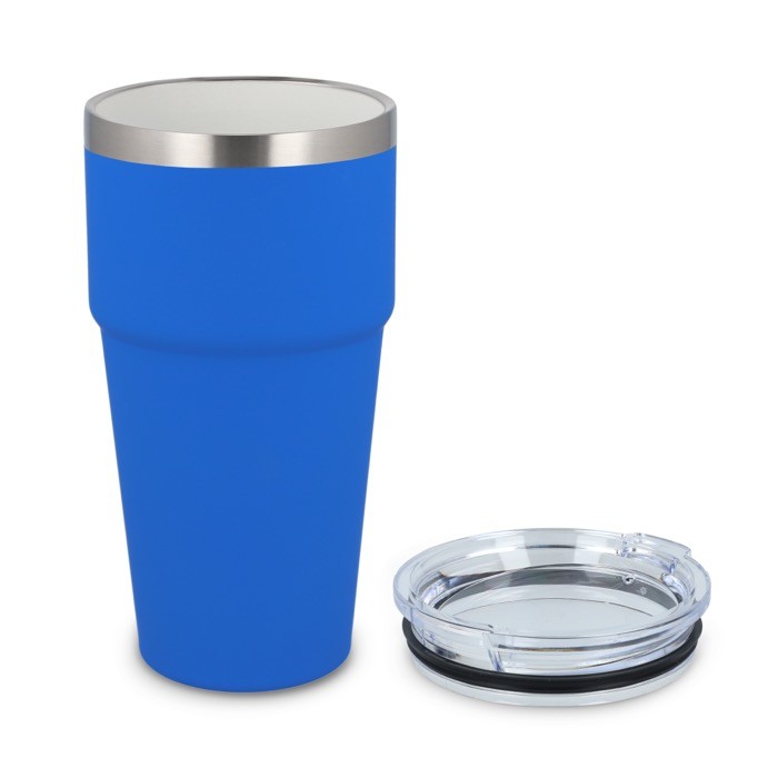 Vaso térmico con interior de cerámica y tapa transparente 500ml color azul segunda vista Vaso térmico con interior de cerámica y tapa transparente 500ml color azul segunda vista