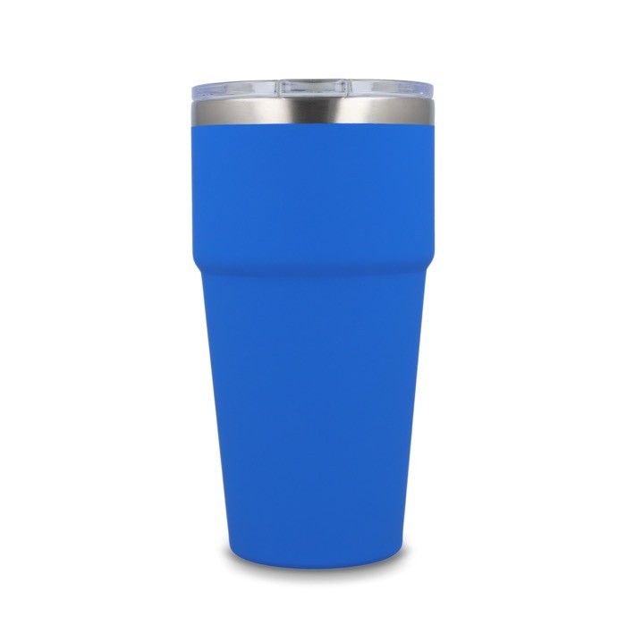 Vaso térmico con interior de cerámica y tapa transparente 500ml color azul cuarta vista Vaso térmico con interior de cerámica y tapa transparente 500ml color azul cuarta vista