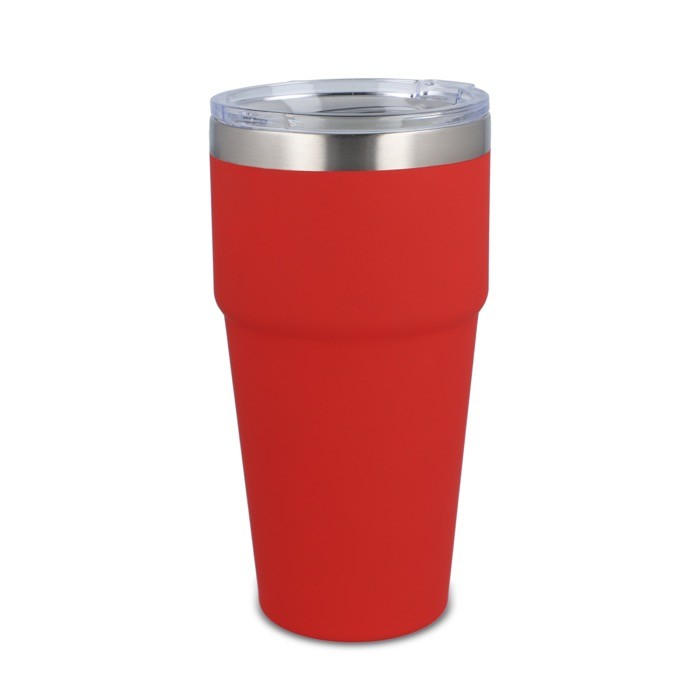 Vaso térmico con interior de cerámica y tapa transparente 500ml color rojo Vaso térmico con interior de cerámica y tapa transparente 500ml color rojo