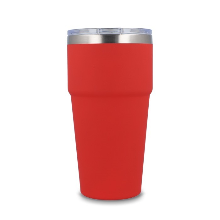 Vaso térmico con interior de cerámica y tapa transparente 500ml color rojo cuarta vista Vaso térmico con interior de cerámica y tapa transparente 500ml color rojo cuarta vista