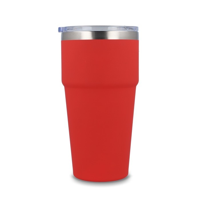 Vaso térmico con interior de cerámica y tapa transparente 500ml color rojo quinta vista Vaso térmico con interior de cerámica y tapa transparente 500ml color rojo quinta vista
