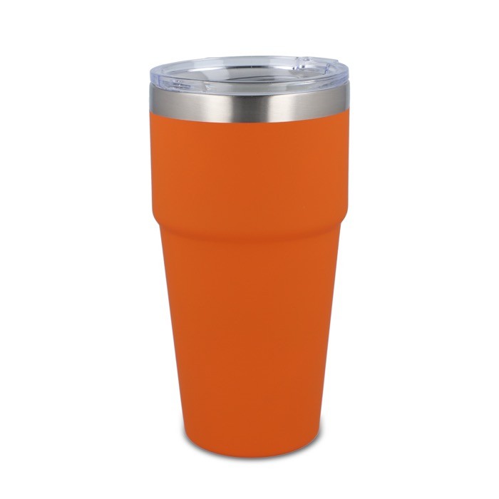 Vaso térmico con interior de cerámica y tapa transparente 500ml color naranja Vaso térmico con interior de cerámica y tapa transparente 500ml color naranja