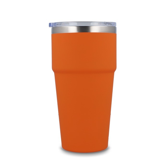 Vaso térmico con interior de cerámica y tapa transparente 500ml color naranja quinta vista Vaso térmico con interior de cerámica y tapa transparente 500ml color naranja quinta vista