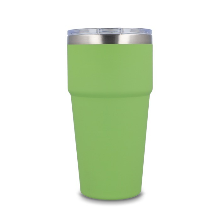 Vaso térmico con interior de cerámica y tapa transparente 500ml color verde lima cuarta vista Vaso térmico con interior de cerámica y tapa transparente 500ml color verde lima cuarta vista