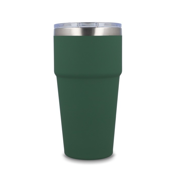 Vaso térmico con interior de cerámica y tapa transparente 500ml color verde oliva cuarta vista Vaso térmico con interior de cerámica y tapa transparente 500ml color verde oliva cuarta vista