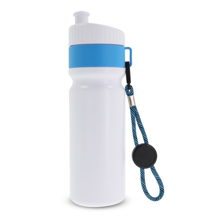 Botella deportiva libre de BPA con detalle a color y correa 500ml color azul claro Botella deportiva libre de BPA con detalle a color y correa 500ml color azul claro