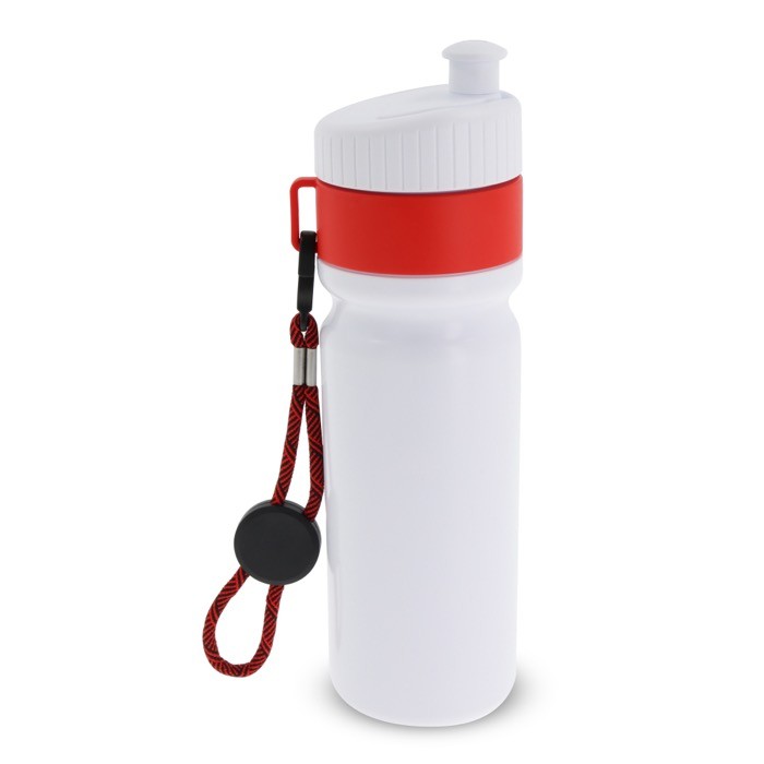 Botella deportiva libre de BPA con detalle a color y correa 500ml color rojo segunda vista Botella deportiva libre de BPA con detalle a color y correa 500ml color rojo segunda vista