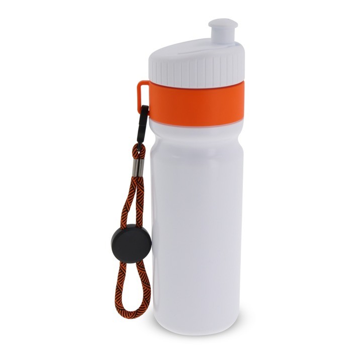 Botella deportiva libre de BPA con detalle a color y correa 500ml color naranja segunda vista Botella deportiva libre de BPA con detalle a color y correa 500ml color naranja segunda vista