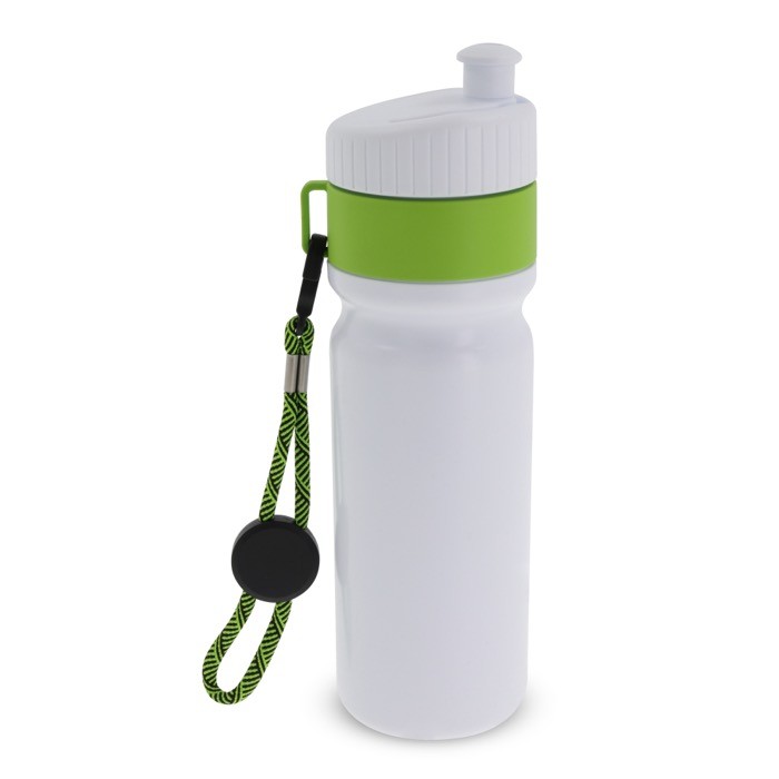 Botella deportiva libre de BPA con detalle a color y correa 500ml color verde claro segunda vista Botella deportiva libre de BPA con detalle a color y correa 500ml color verde claro segunda vista