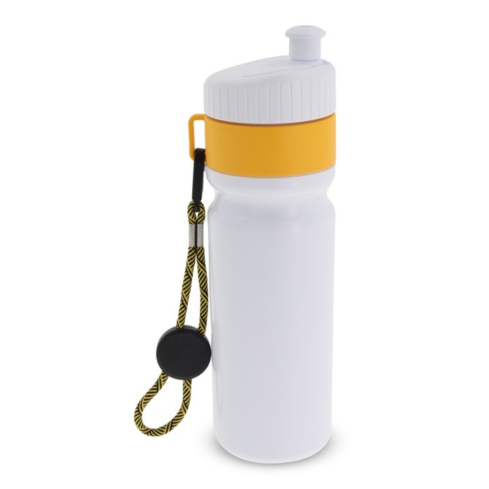 Botella deportiva libre de BPA con detalle a color y correa 500ml color amarillo segunda vista Botella deportiva libre de BPA con detalle a color y correa 500ml color amarillo segunda vista
