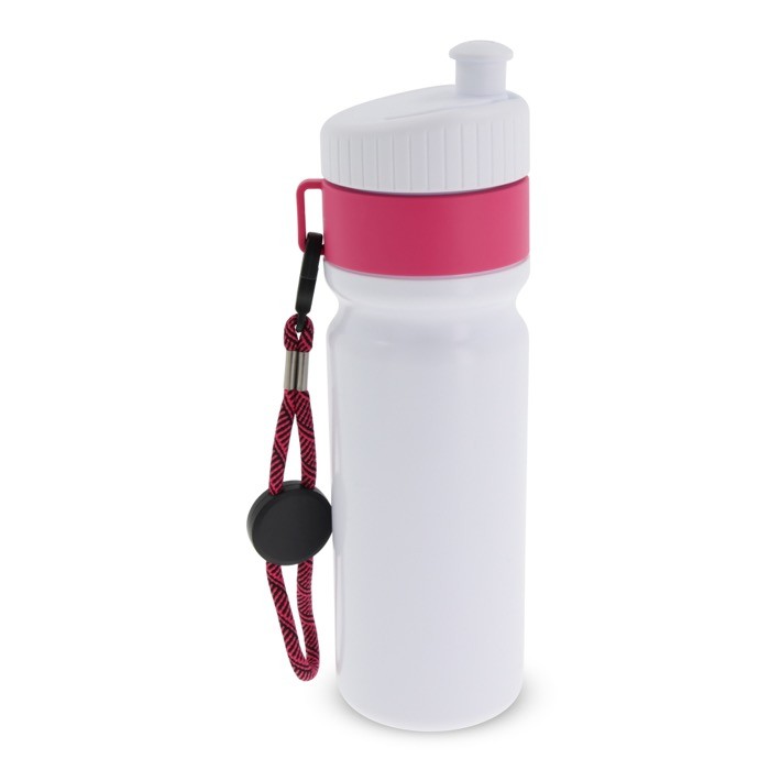 Botella deportiva libre de BPA con detalle a color y correa 500ml color rosa segunda vista Botella deportiva libre de BPA con detalle a color y correa 500ml color rosa segunda vista
