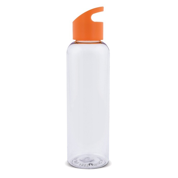 Botella de RPET transparente con asa geométrica a color 600ml color naranja transparente Botella de RPET transparente con asa geométrica a color 600ml color naranja transparente