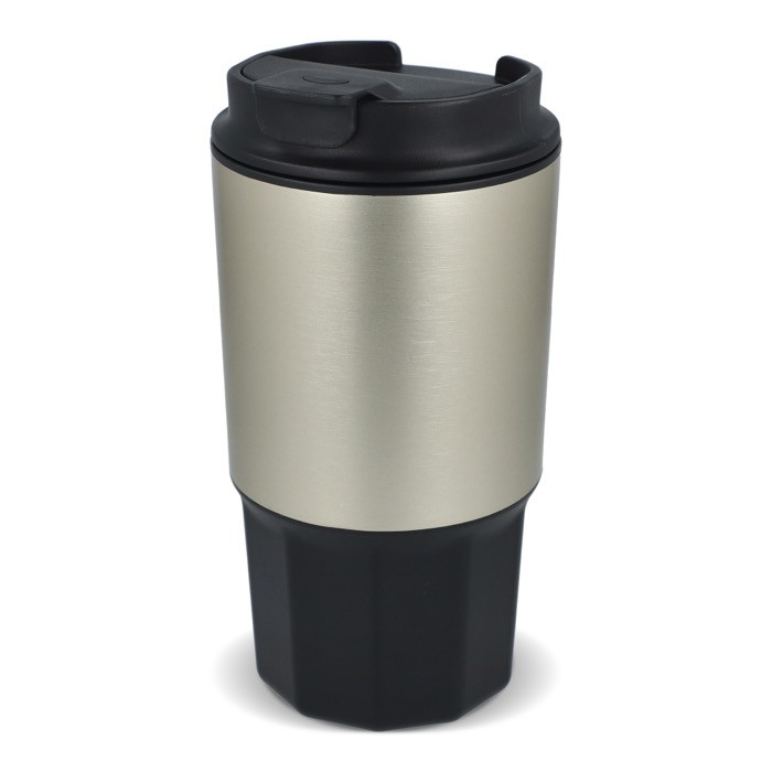 Vaso para llevar de acero inoxidable con tapa antiderrame 450ml color negro