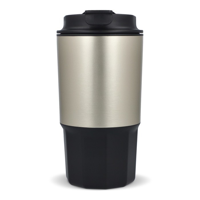 Vaso para llevar de acero inoxidable con tapa antiderrame 450ml color negro tercera vista