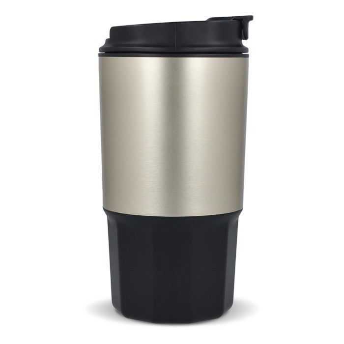 Vaso para llevar de acero inoxidable con tapa antiderrame 450ml color negro quinta vista