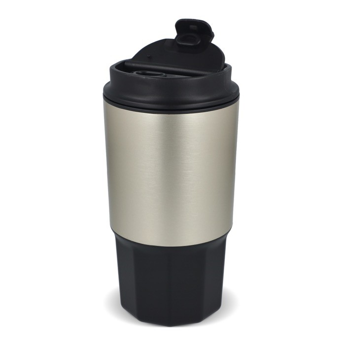 Vaso para llevar de acero inoxidable con tapa antiderrame 450ml color negro septima vista