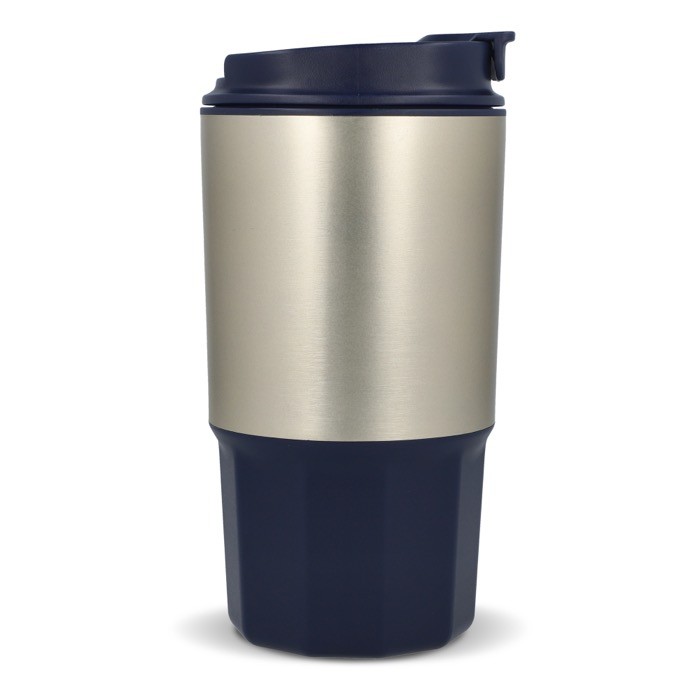 Vaso para llevar de acero inoxidable con tapa antiderrame 450ml color azul oscuro quinta vista