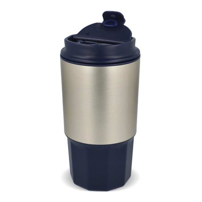 Vaso para llevar de acero inoxidable con tapa antiderrame 450ml color azul oscuro septima vista