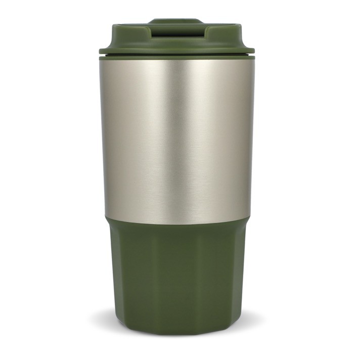 Vaso para llevar de acero inoxidable con tapa antiderrame 450ml color verde oliva sexta vista