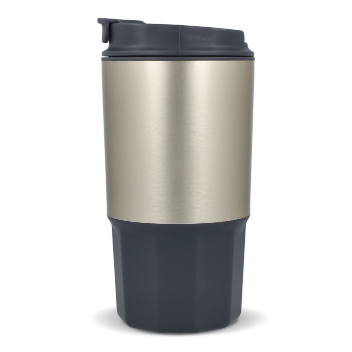 Vaso para llevar de acero inoxidable con tapa antiderrame 450ml color gris cuarta vista