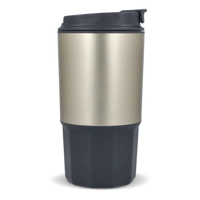 Vaso para llevar de acero inoxidable con tapa antiderrame 450ml color gris quinta vista