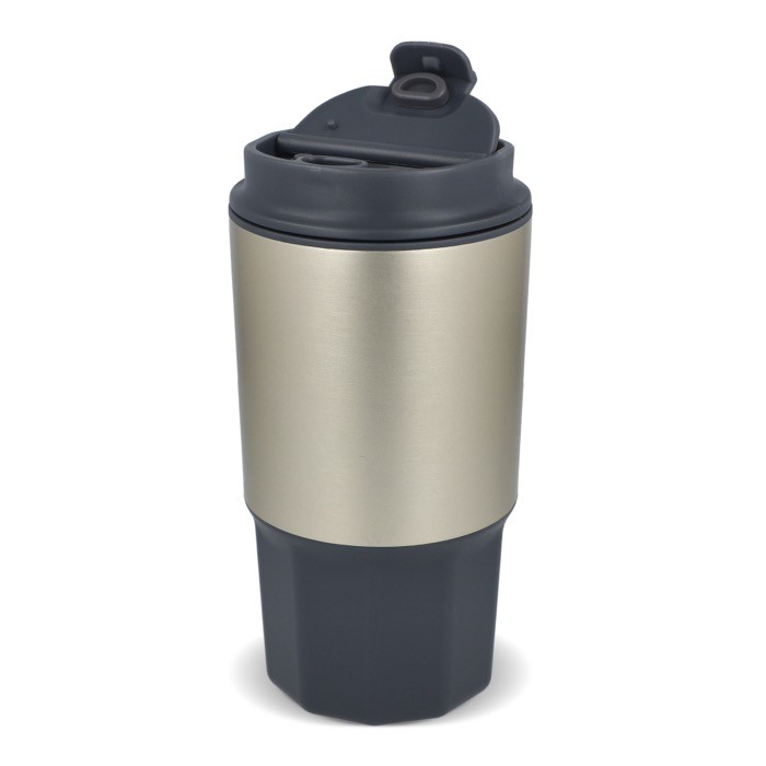 Vaso para llevar de acero inoxidable con tapa antiderrame 450ml color gris septima vista